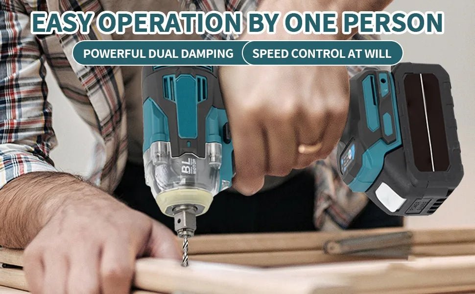 1200N.m High Torque Brushless Electric Impact Wrench 1/2 inch Cordless Screwdriver Drill Set Power Tools For Makita 18V Battery - GoDiscount