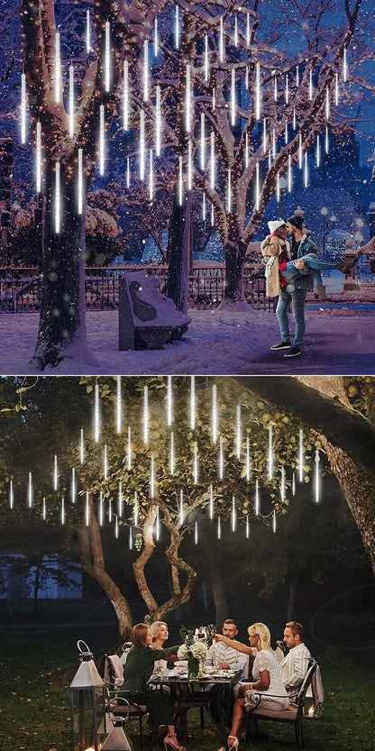 Solar Meteor Shower Rain String Lights Waterproof Garden Light 8 Tubes Christmas Tree Holiday Party Wedding Holiday Decoration - GoDiscount