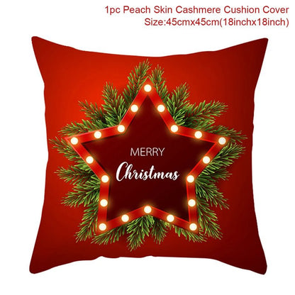 Christmas Cushion Cover Decoration Home Santa Decorations Gift Navidad Happy New Year 2022 - GoDiscount