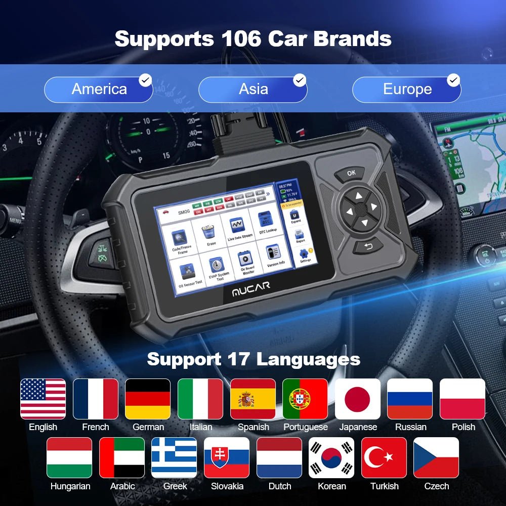 MUCAR CDE900/CDE900 PRO OBD2 Auto Diagnostic Tool car Scanner Tools full system 28 reset Code Reader Scan Tool 2+32G WIFI Update - GoDiscount