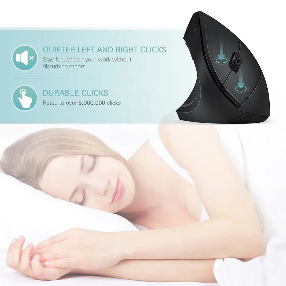 Souris Ergonomique Sans Fil 2.4GHz – 6 Boutons, DPI 800/1200/1600 pour PC & Ordinateur Portable - GoDiscount