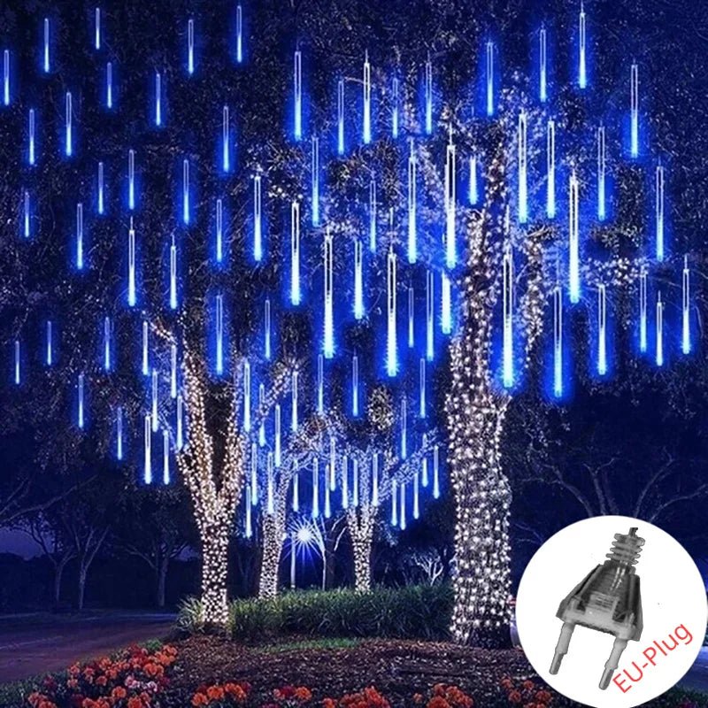 Solar Meteor Shower Rain String Lights Waterproof Garden Light 8 Tubes Christmas Tree Holiday Party Wedding Holiday Decoration - GoDiscount
