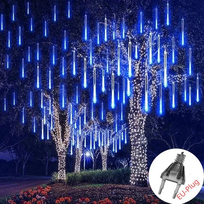 Solar Meteor Shower Rain String Lights Waterproof Garden Light 8 Tubes Christmas Tree Holiday Party Wedding Holiday Decoration - GoDiscount
