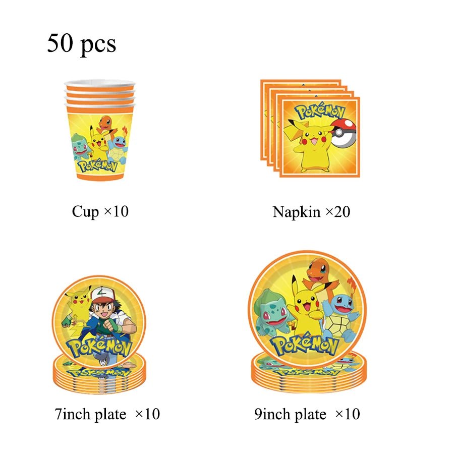 Kit Complet Fête Pokémon – PokéBall, Pikachu, Vaisselle, Autocollants & Cadeaux Enfants - GoDiscount