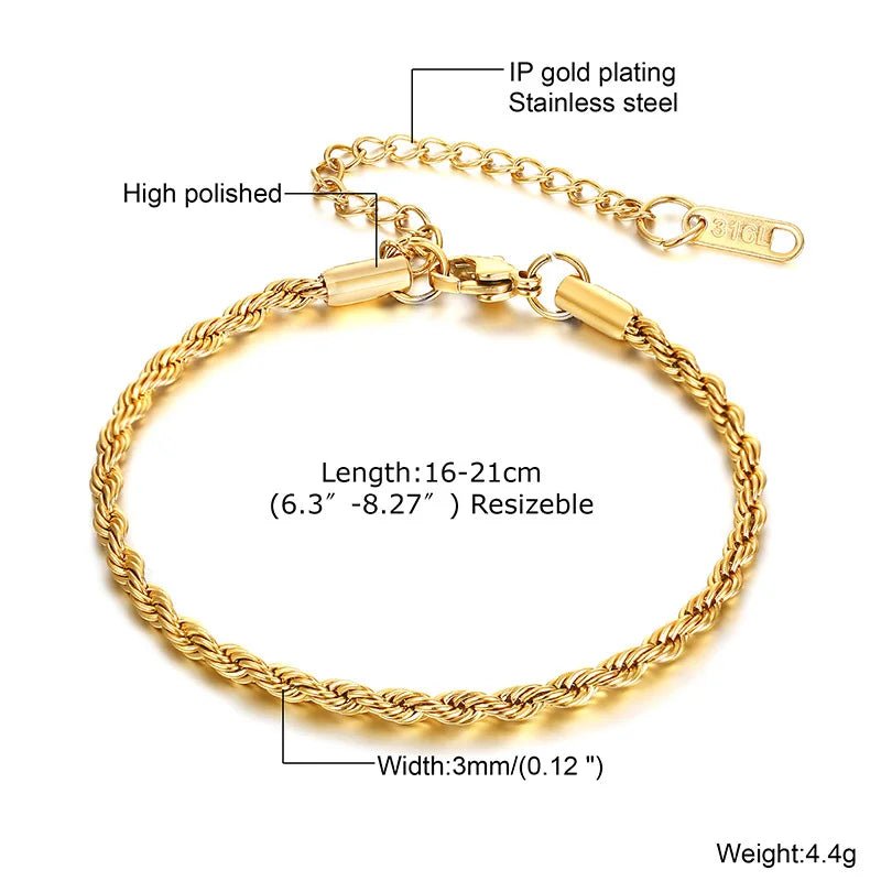 Bracelet Empilable en Acier Inoxydable Non - Tarnish pour Femmes, Chaîne Fine Herringbone Plaqué Or, Bijou Résistant à l'Eau - GoDiscount