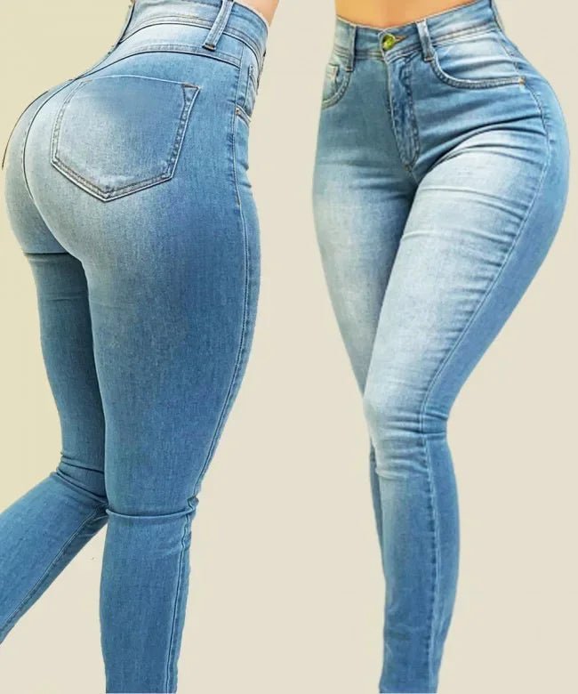 Jeans Femme Taille Haute – Denim Uni Sculptant, Coupe Streetwear et Affinante - GoDiscount