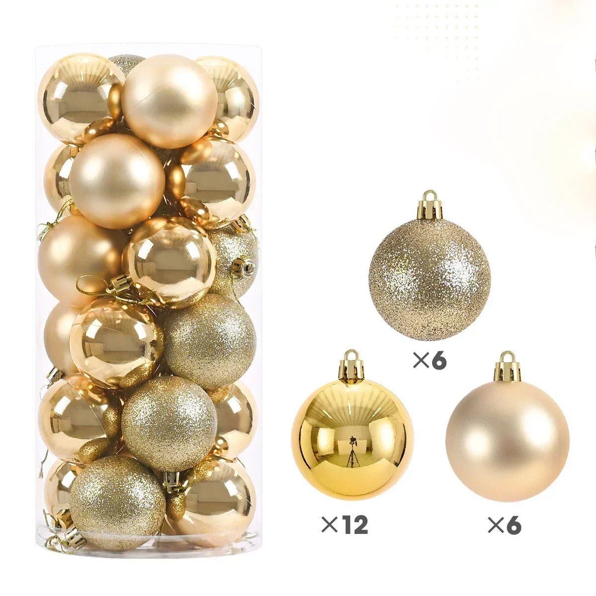 24Pcs 3/4/6CM Christmas Balls Big Ball Christmas Tree Pendant Ornaments for Party Decor 2025 New Year Navidad Gifts Accessory - GoDiscount
