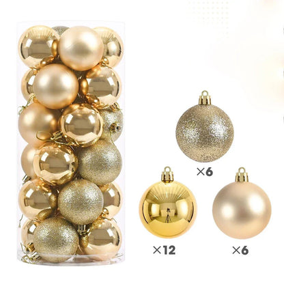 24Pcs 3/4/6CM Christmas Balls Big Ball Christmas Tree Pendant Ornaments for Party Decor 2025 New Year Navidad Gifts Accessory - GoDiscount