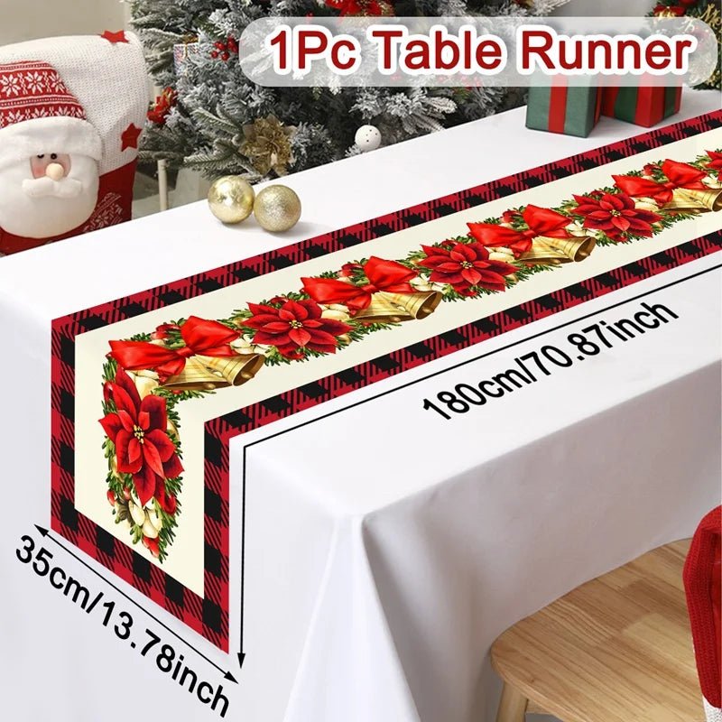 Merry Christmas Table Runner Xmas Table Cover Christmas Decorations For Home 2025 Navidad Natal Gifts New Year 2026 Tablecloth - GoDiscount