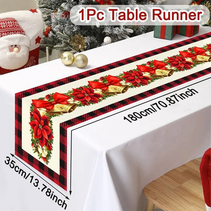 Merry Christmas Table Runner Xmas Table Cover Christmas Decorations For Home 2025 Navidad Natal Gifts New Year 2026 Tablecloth - GoDiscount