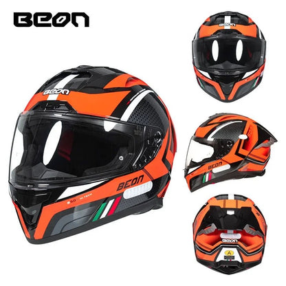 💨🛡️ Casque Moto Beon - 507 – Casque Full Face Racing, Certifié DOT/ECE | Pour Toute Saison - GoDiscount