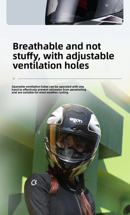 💨🛡️ Casque Moto Beon - 507 – Casque Full Face Racing, Certifié DOT/ECE | Pour Toute Saison - GoDiscount