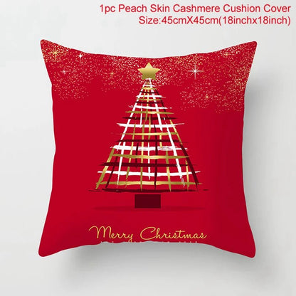 Christmas Cushion Cover Decoration Home Santa Decorations Gift Navidad Happy New Year 2022 - GoDiscount