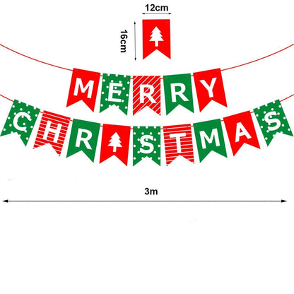 Red and Green Merry Christmas Banner Christmas Sign Garlands Santa Claus Snowman Christmas Party Decorations Xmas Gift New Year - GoDiscount