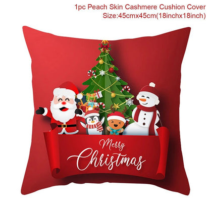 Christmas Cushion Cover Decoration Home Santa Decorations Gift Navidad Happy New Year 2022 - GoDiscount