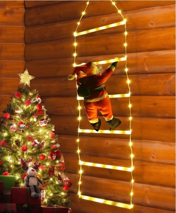 1.5/3M Christmas Decoration LED Santa Claus Climbing Ladder Light USB Plug 8 Flashing Modes Suitable Home Xmas Tree Wall Window - GoDiscount