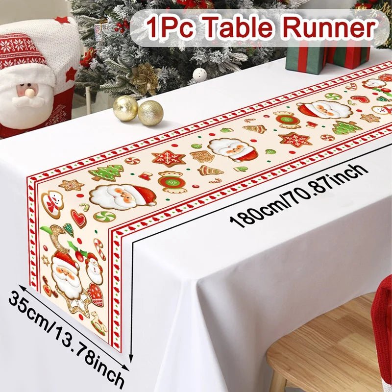 Merry Christmas Table Runner Xmas Table Cover Christmas Decorations For Home 2025 Navidad Natal Gifts New Year 2026 Tablecloth - GoDiscount