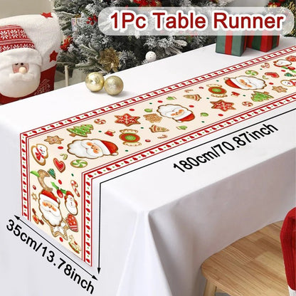 Merry Christmas Table Runner Xmas Table Cover Christmas Decorations For Home 2025 Navidad Natal Gifts New Year 2026 Tablecloth - GoDiscount
