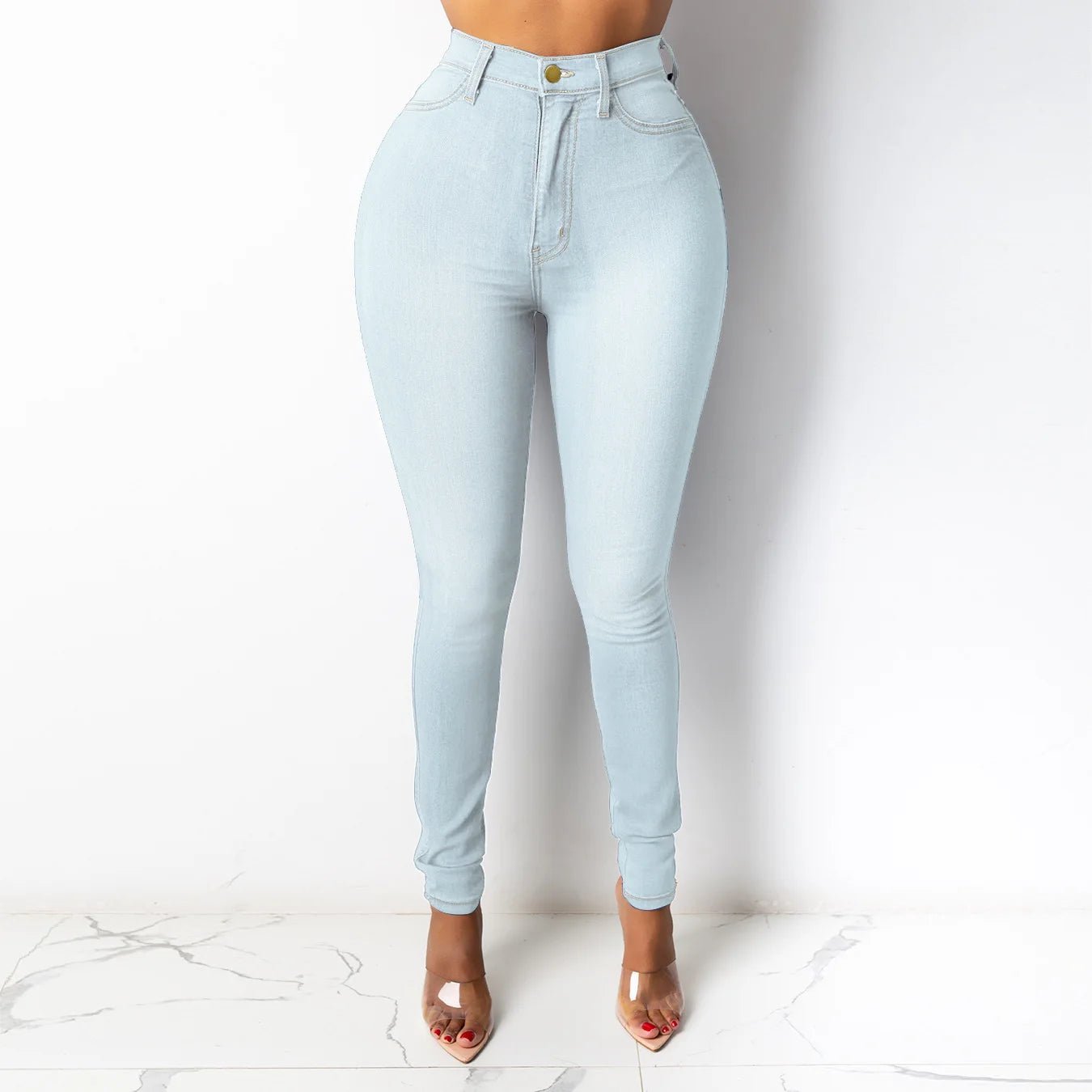 Botvotee – Jeans Skinny Femme Taille Haute | Pantalon Crayon Élastique Casual & Élégant | Denim Bleu Blanc Noir | Style Bureau & Quotidien - GoDiscount