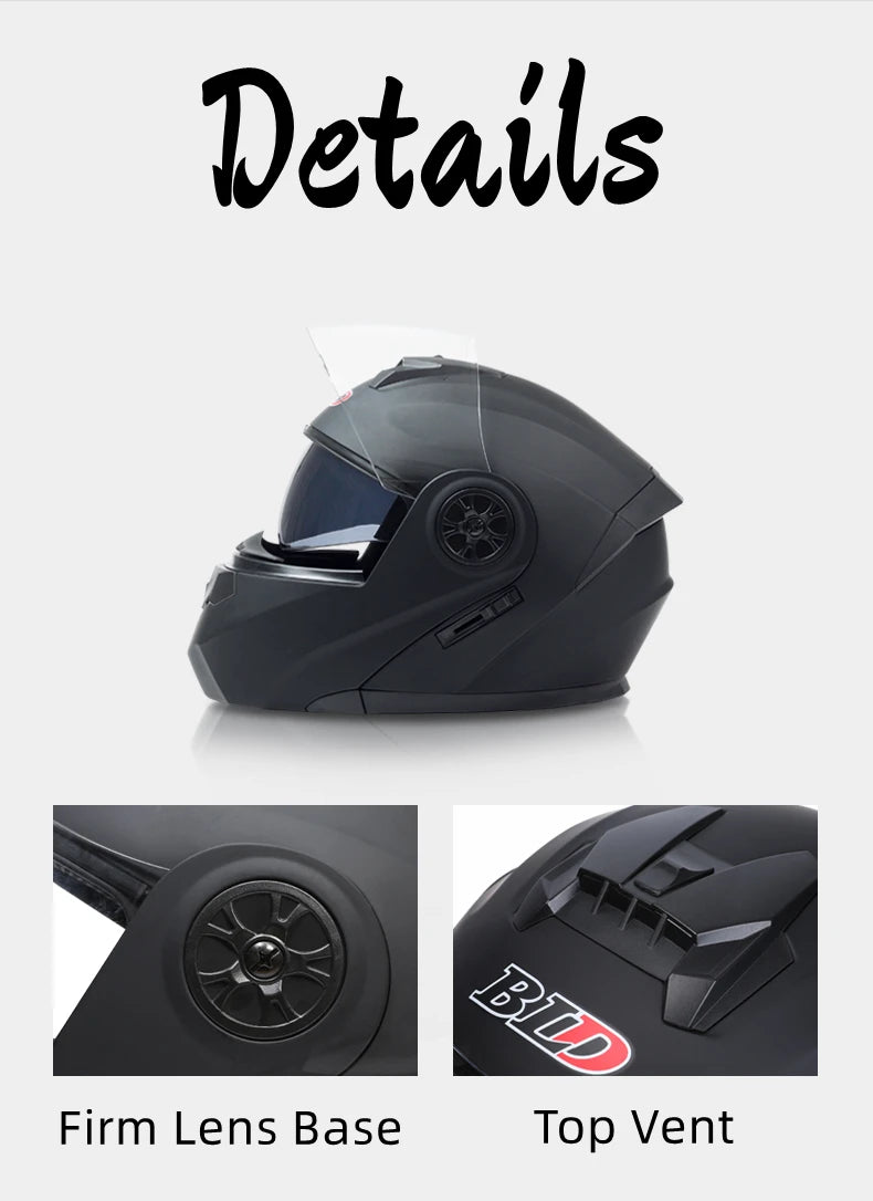 🏍️✨ Casque Moto Modulaire à Lentilles Doubles – Flip Up, Full Face | Motocross Racing Pour Hommes & Femmes - GoDiscount