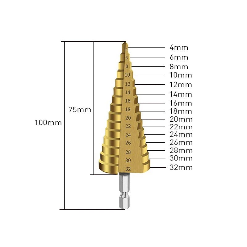 1️⃣ Forets Étagés HSS Titane – Perçage Ultra - Précis Bois & Métal (4–12 / 4–20 / 4–32 mm) - GoDiscount