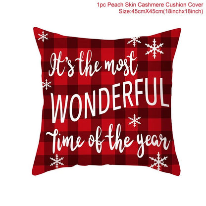 Christmas Cushion Cover Decoration Home Santa Decorations Gift Navidad Happy New Year 2022 - GoDiscount