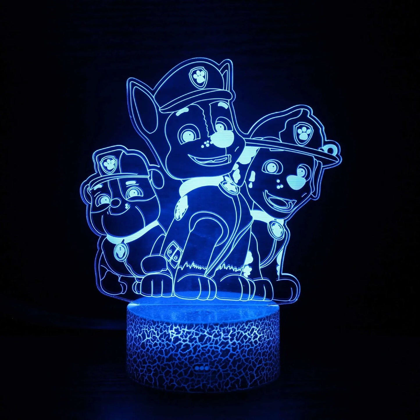 ⭐ Lampe 3D LED Paw Patrol – Chase, Marshall & Rocky | Veilleuse Enfants, Décoration Chambre, Lumière de Table - GoDiscount