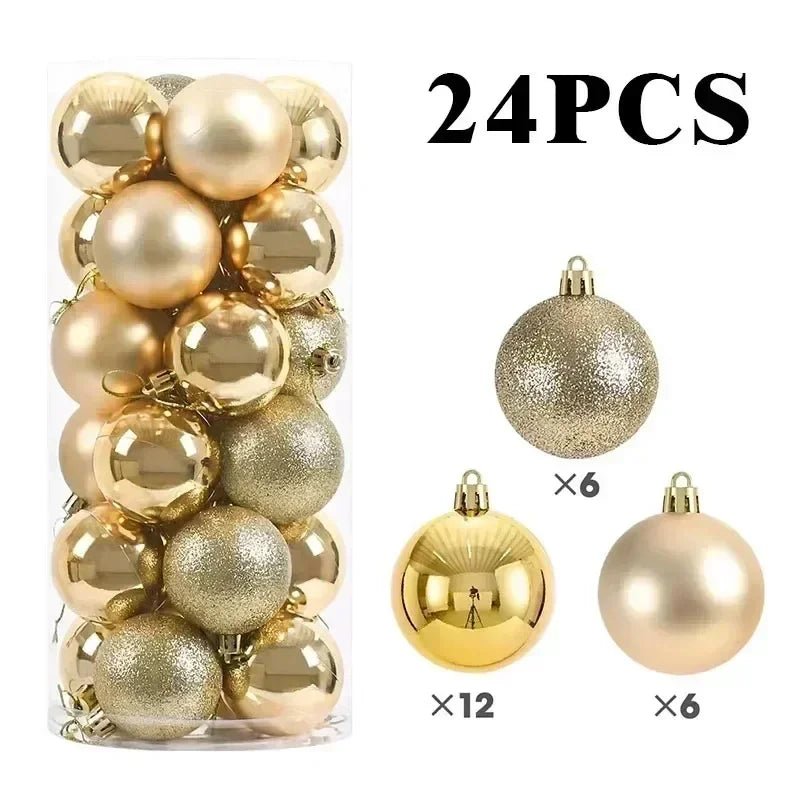 24Pcs 3/4/6CM Christmas Balls Big Ball Christmas Tree Pendant Ornaments for Party Decor 2025 New Year Navidad Gifts Accessory - GoDiscount