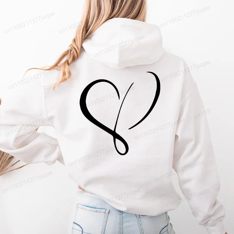 Love Heart Design Women Hoodie Ladies Casual Sweatshirt Love Heart Print Personalised Hoodie Autumn Winter Tracksuit Sportwear - GoDiscount