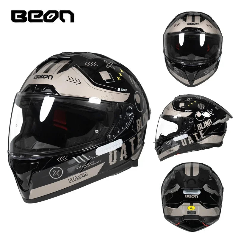 💨🛡️ Casque Moto Beon - 507 – Casque Full Face Racing, Certifié DOT/ECE | Pour Toute Saison - GoDiscount