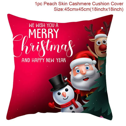 Christmas Cushion Cover Decoration Home Santa Decorations Gift Navidad Happy New Year 2022 - GoDiscount
