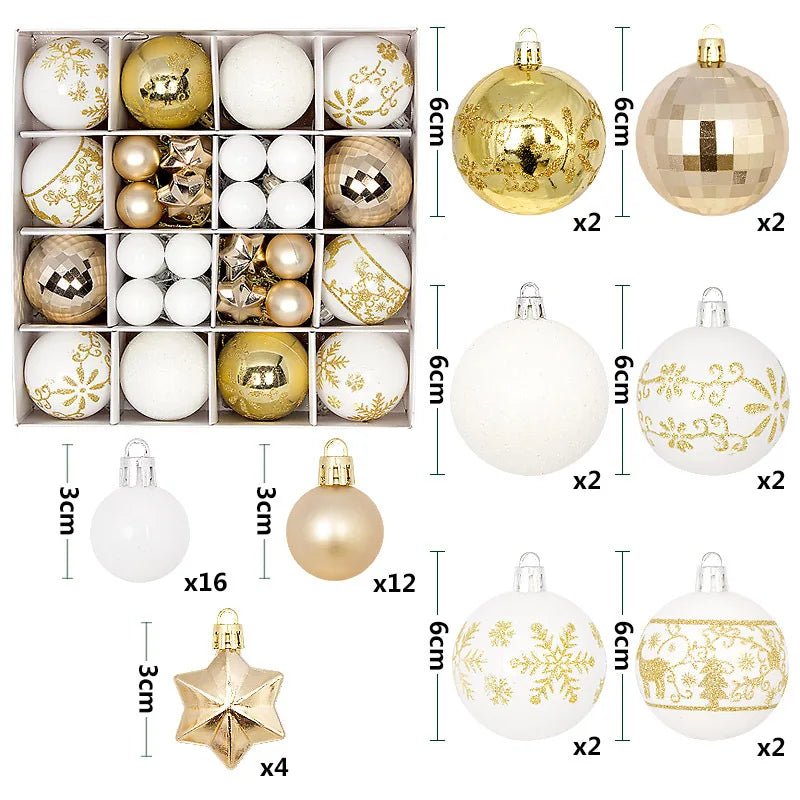 44Pcs 3/6CM Christmas Ball Christmas Tree Decoration Ornaments for Home Decor Halloween New Year Navidad Pendant Ball Accessory - GoDiscount