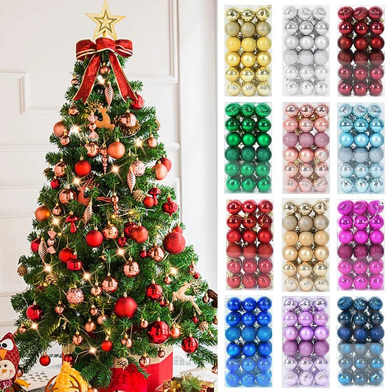 1box Christmas Balls Christmas Tree Ornaments Ball Xmas Hanging Tree Pendants Home Party Decor 2026 New Year Gift Noel Navidad - GoDiscount