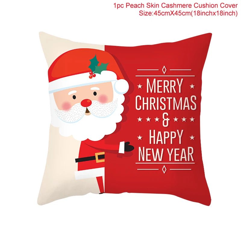 Christmas Cushion Cover Decoration Home Santa Decorations Gift Navidad Happy New Year 2022 - GoDiscount