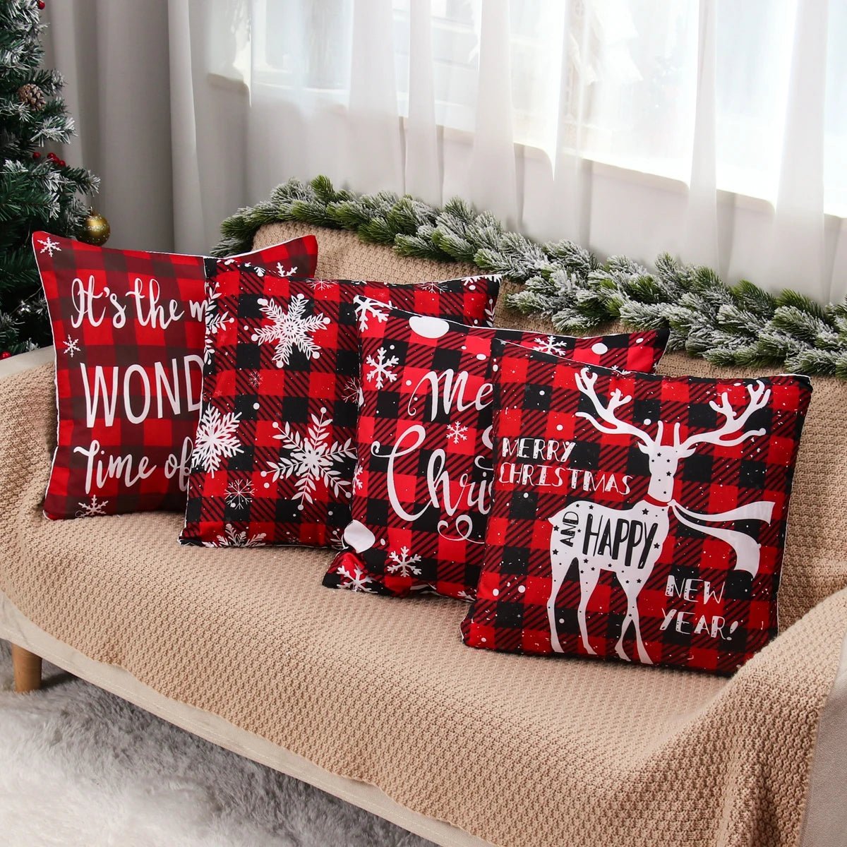 Christmas Cushion Cover Decoration Home Santa Decorations Gift Navidad Happy New Year 2022 - GoDiscount