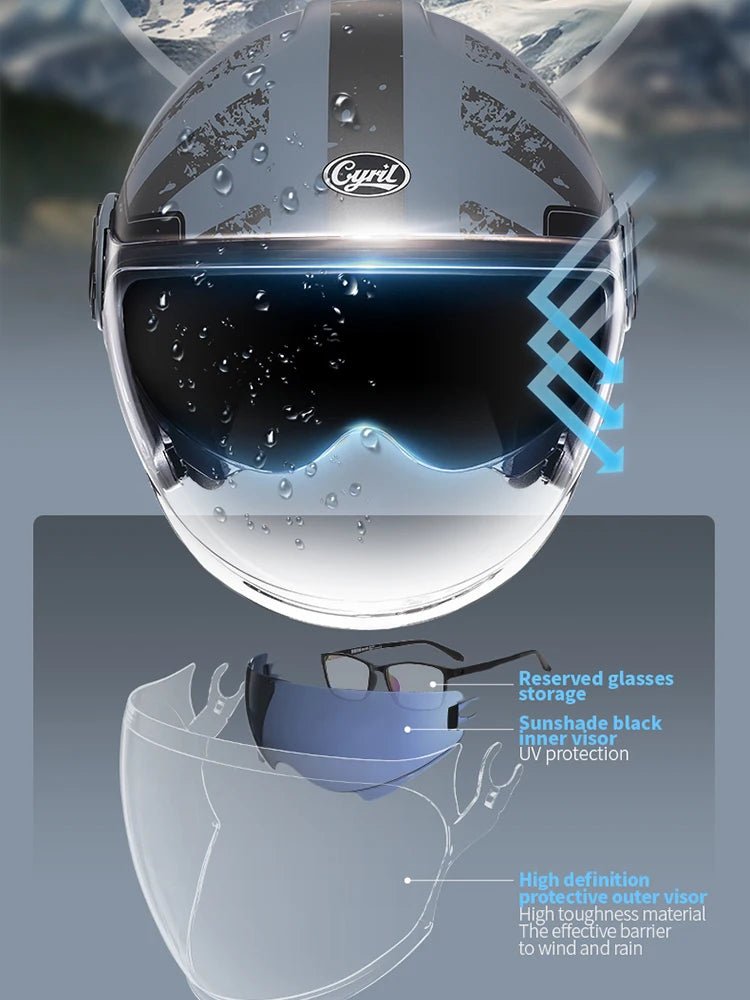 🏍️💥 Casque Moto CYRIL – Full Face & Open Face, Homologué ECE DOT, Casque Modular avec Double Visor - GoDiscount