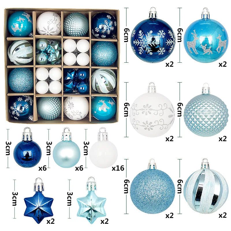 44Pcs 3/6CM Christmas Ball Christmas Tree Decoration Ornaments for Home Decor Halloween New Year Navidad Pendant Ball Accessory - GoDiscount