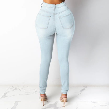 Botvotee – Jeans Skinny Femme Taille Haute | Pantalon Crayon Élastique Casual & Élégant | Denim Bleu Blanc Noir | Style Bureau & Quotidien - GoDiscount