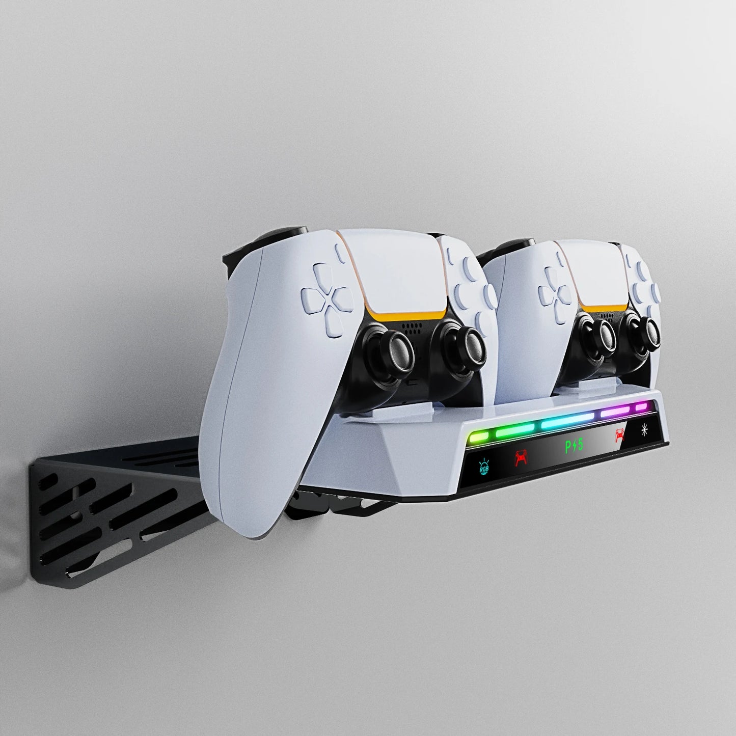 Support Mural pour PS5/Pro/Slim avec Lumière RGB, Station de Charge DualSense & Support Casque – Kit Complet Accessoires Console - GoDiscount