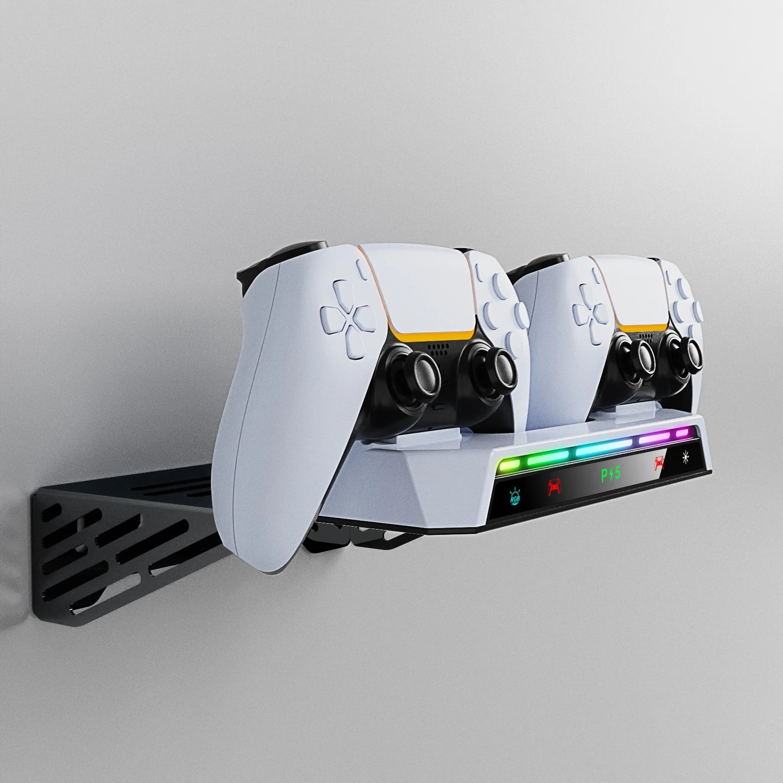 Support Mural pour PS5/Pro/Slim avec Lumière RGB, Station de Charge DualSense & Support Casque – Kit Complet Accessoires Console - GoDiscount