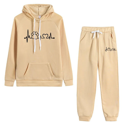 ⭐ Ensemble Femme 2 Pièces Printemps/Automne – Hoodie Pull - over + Pantalon Jogging | Tenue Décontractée & Sport Polerones de Mujer - GoDiscount