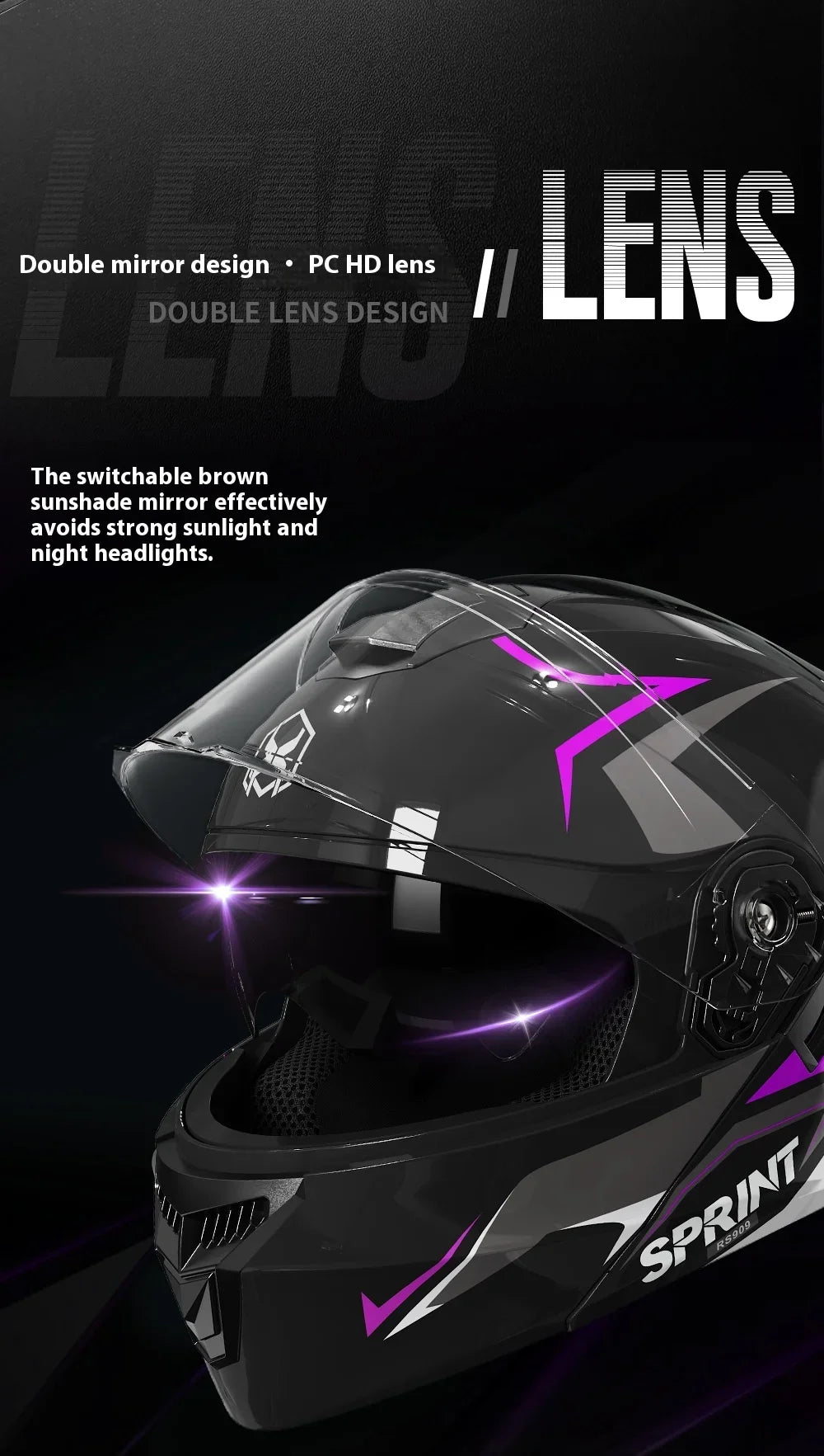 Casque Moto Modulaire Personnalisé – Double Lentille, Casque Intégral pour Homme et Femme, Motocross Racing - GoDiscount