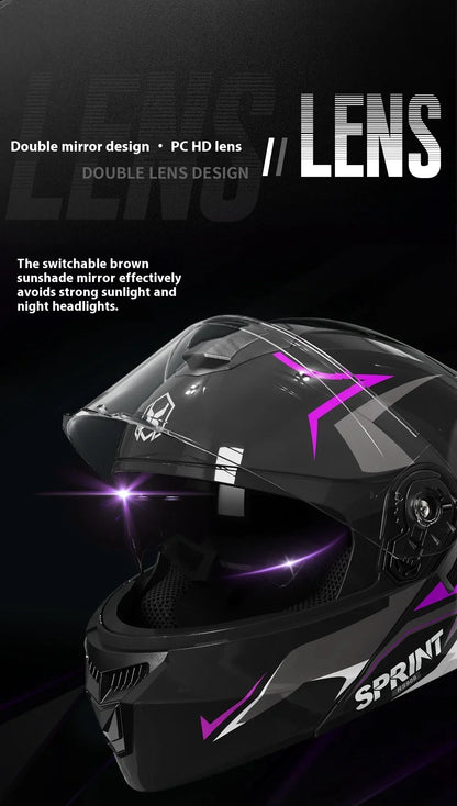 Casque Moto Modulaire Personnalisé – Double Lentille, Casque Intégral pour Homme et Femme, Motocross Racing - GoDiscount