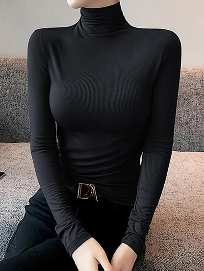 ⭐ Pull Femme Grande Taille 2025 – Col Roulé Chaud, Maille Épaisse Côtelée, Pull Hiver Automne Respirant & Slim - GoDiscount