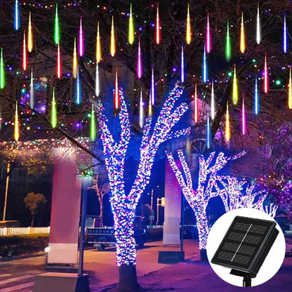 Solar Meteor Shower Rain String Lights Waterproof Garden Light 8 Tubes Christmas Tree Holiday Party Wedding Holiday Decoration - GoDiscount