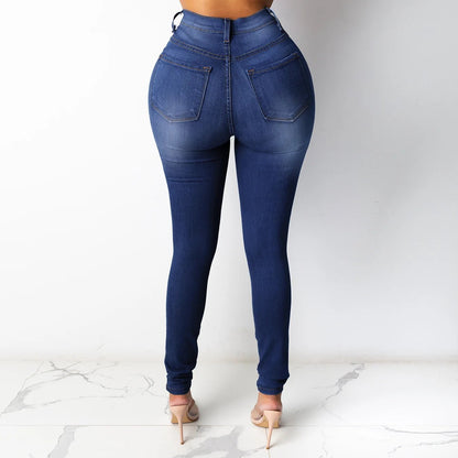 Botvotee – Jeans Skinny Femme Taille Haute | Pantalon Crayon Élastique Casual & Élégant | Denim Bleu Blanc Noir | Style Bureau & Quotidien - GoDiscount