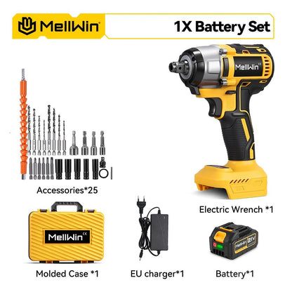 MELLWIN 800W Brushless Electric Wrench Set 3 - IN - 1 Cordless Electirc Drill/Screwdriver/Impact Wrench For Makita 18V Battery Pin - GoDiscount