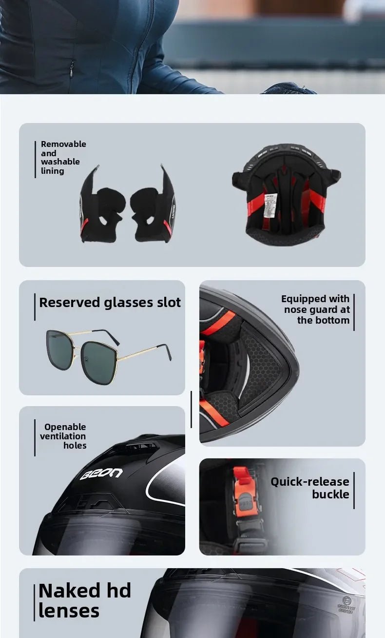 💨🛡️ Casque Moto Beon - 507 – Casque Full Face Racing, Certifié DOT/ECE | Pour Toute Saison - GoDiscount