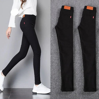 Pantalon Crayon Noir Femme 2025 – Style Coréen, Stretch Ajusté, Élégant & Confortable – Jean Taille Haute Longueur Cheville - GoDiscount