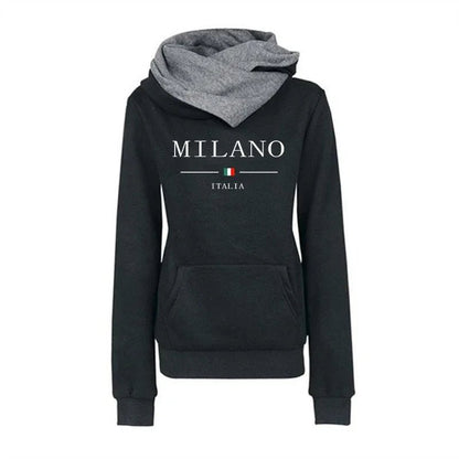 ⭐ Hoodie Femme Automne/Hiver – Sweat Casual Premium Imprimé Milan, Chaud & Confortable - GoDiscount